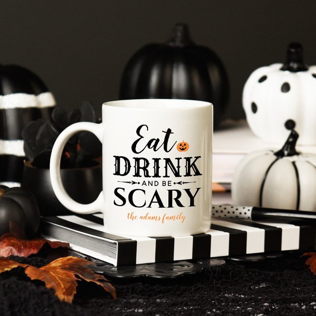 Modern Eat Drink and Be Scary Happy Halloween Coffee Mug (Creator Uploaded)