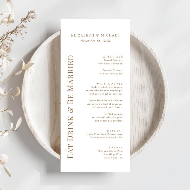 Modern Eat Drink Be Married Gold Wedding Menu (Creator Uploaded)