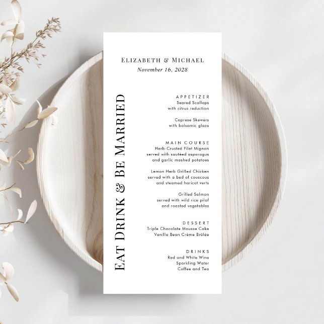 Modern Eat Drink Be Married Wedding Menu (Creator Uploaded)