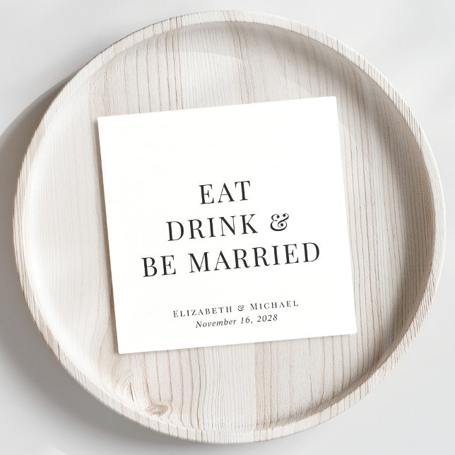 Modern Eat Drink Be Married Wedding Napkin (Creator Uploaded)