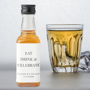 Modern Eat Drink Celebrate Wedding Favour Liquor Bottle Label