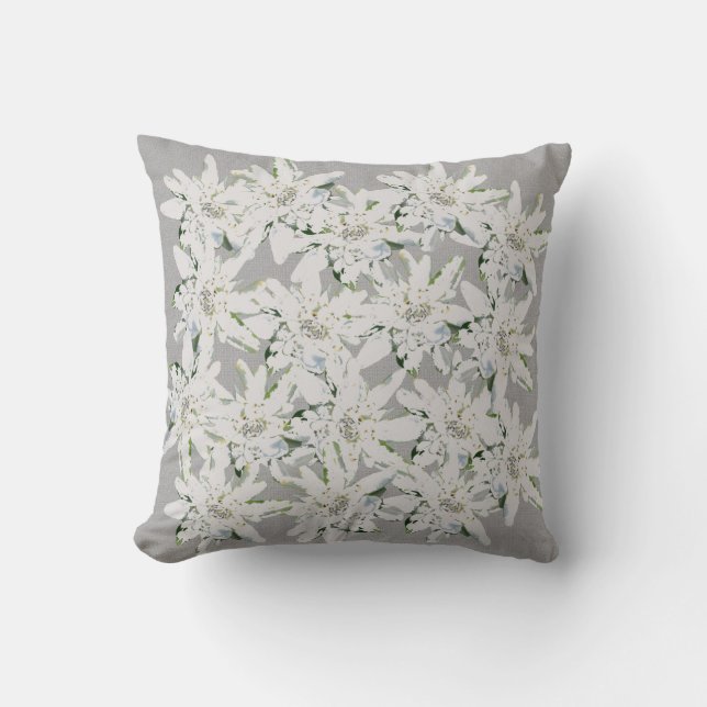 Modern Edelweiss Swiss alpine flowers photo art Cushion (Front)