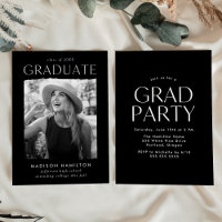 Modern Edge Black Photo Graduation Party