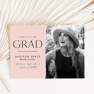 Modern Edge Blush Photo Graduation Announcement