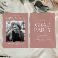 Modern Edge Dusty Rose Photo Graduation Party