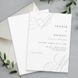 Modern Edge Elegant Minimal Monogram Wedding Invitation<br><div class="desc">A chic modern design with an edge, this modern minimal wedding invitation features beautiful calligraphy script monograms of the bride and groom on alternate corners. A neat text layout displays the details of your wedding with a clean classic look with pale grey initials and black text over a white background....</div>