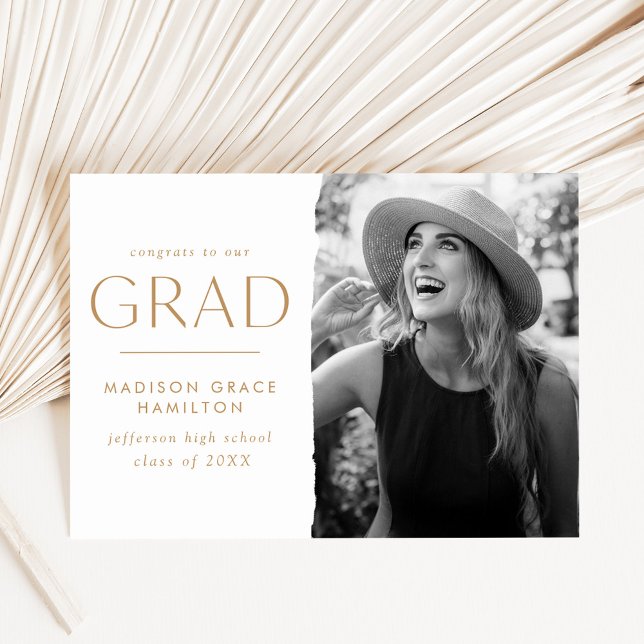 Modern Edge Gold Photo Graduation Announcement (Creator Uploaded)