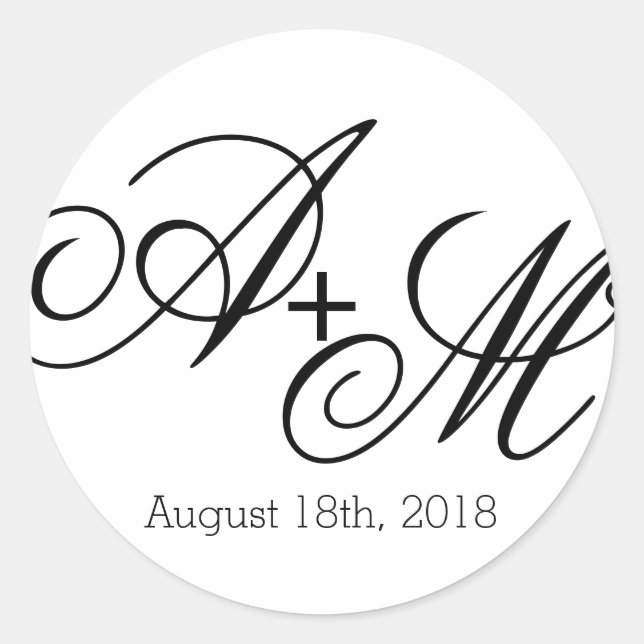 Modern Edge Monogram Classic Round Sticker (Front)