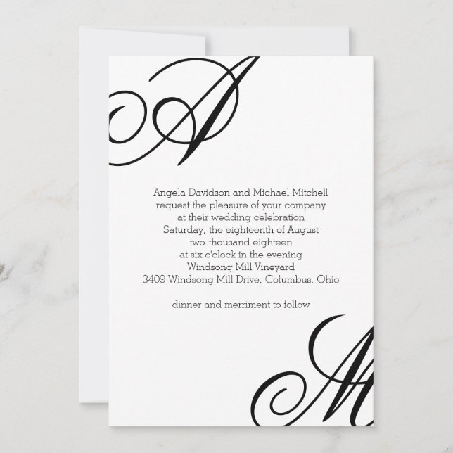 Modern Edge Monogram Wedding Invitation (Front)