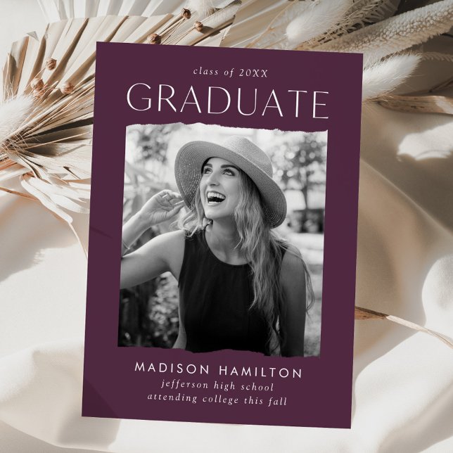 Modern Edge Purple Photo Graduation Announcement (Creator Uploaded)