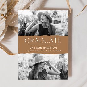 Modern Edge Toffee 2 Photo Graduation Announcement