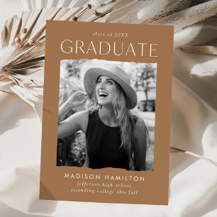 Modern Edge Toffee Photo Graduation Announcement