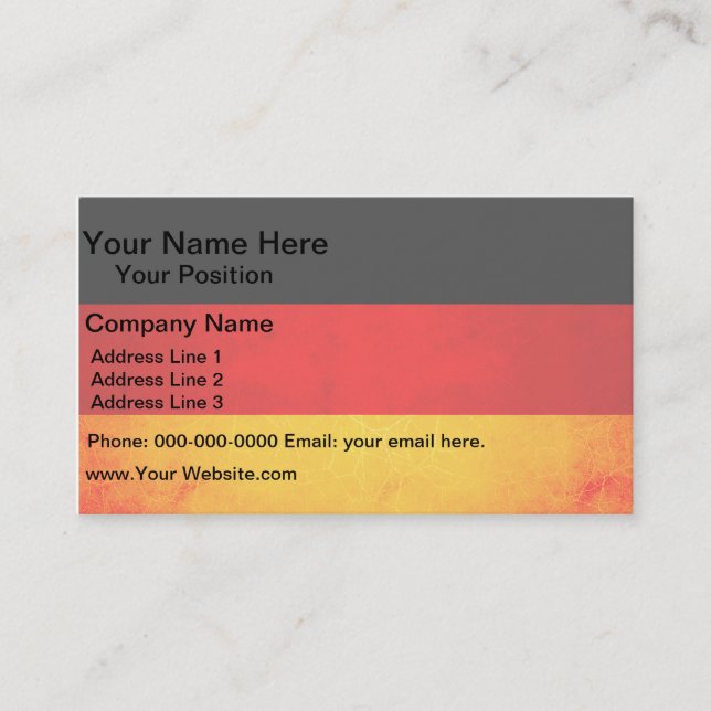 Modern Edgy German Flag Business Card (Front)