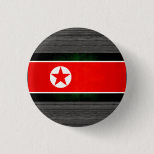 Modern Edgy North Korean Flag 3 Cm Round Badge