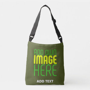 MODERN EDITABLE ARMY GREEN IMAGE TEXT TEMPLATE CROSSBODY BAG