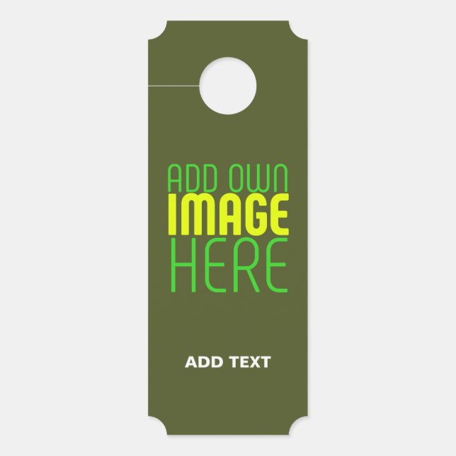 MODERN EDITABLE ARMY GREEN IMAGE TEXT TEMPLATE DOOR HANGER (Front)
