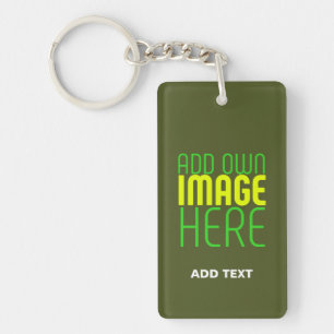MODERN EDITABLE ARMY GREEN IMAGE TEXT TEMPLATE KEY RING