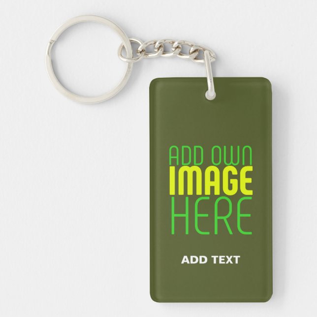 MODERN EDITABLE ARMY GREEN IMAGE TEXT TEMPLATE KEY RING (Front)