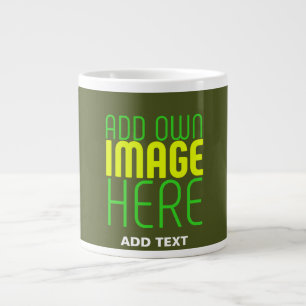 MODERN EDITABLE ARMY GREEN IMAGE TEXT TEMPLATE LARGE COFFEE MUG