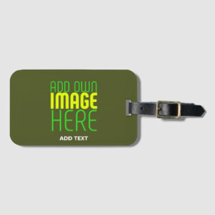 MODERN EDITABLE ARMY GREEN IMAGE TEXT TEMPLATE LUGGAGE TAG