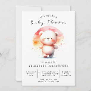 Modern Editable Bear Baby Shower Invitation