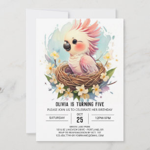 Modern Editable Bird Birthday Invitation