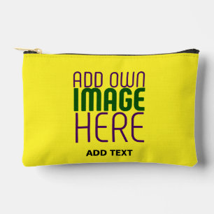 MODERN EDITABLE BRIGHT YELLOW IMAGE TEXT TEMPLATE ACCESSORY POUCH