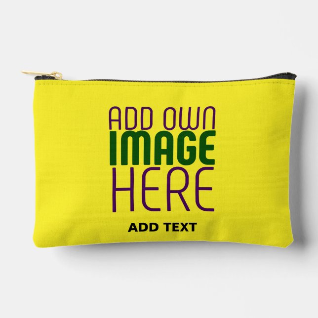 MODERN EDITABLE BRIGHT YELLOW IMAGE TEXT TEMPLATE ACCESSORY POUCH (Front)