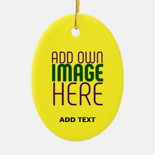 MODERN EDITABLE BRIGHT YELLOW IMAGE TEXT TEMPLATE CERAMIC ORNAMENT