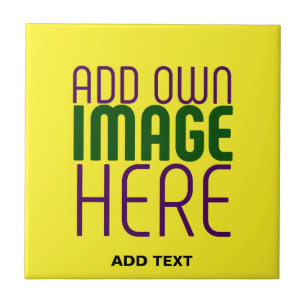 MODERN EDITABLE BRIGHT YELLOW IMAGE TEXT TEMPLATE CERAMIC TILE