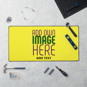 MODERN EDITABLE BRIGHT YELLOW IMAGE TEXT TEMPLATE DESK MAT