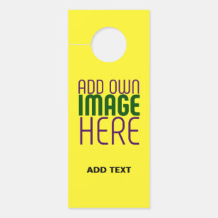 MODERN EDITABLE BRIGHT YELLOW IMAGE TEXT TEMPLATE DOOR HANGER