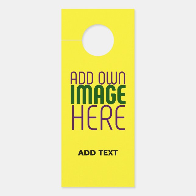  MODERN EDITABLE BRIGHT YELLOW IMAGE TEXT TEMPLATE DOOR HANGER (Front)