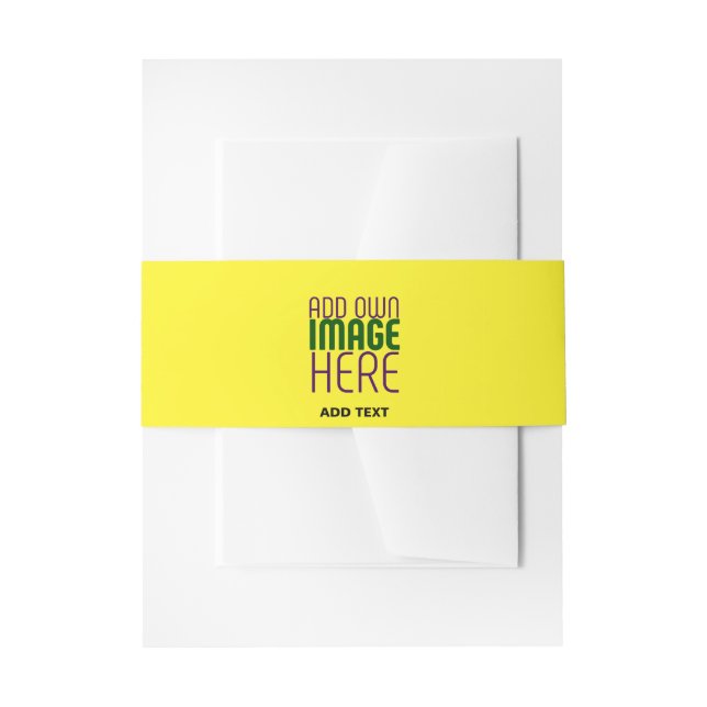 MODERN EDITABLE BRIGHT YELLOW IMAGE TEXT TEMPLATE INVITATION BELLY BAND (Front Example)