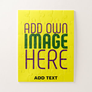 MODERN EDITABLE BRIGHT YELLOW IMAGE TEXT TEMPLATE JIGSAW PUZZLE