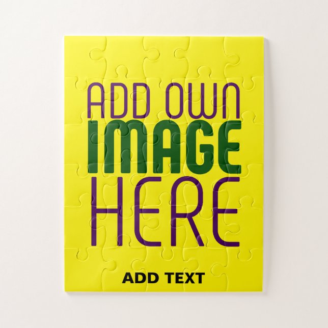 MODERN EDITABLE BRIGHT YELLOW IMAGE TEXT TEMPLATE JIGSAW PUZZLE (Vertical)
