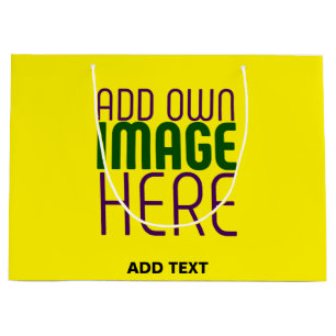 MODERN EDITABLE BRIGHT YELLOW IMAGE TEXT TEMPLATE LARGE GIFT BAG