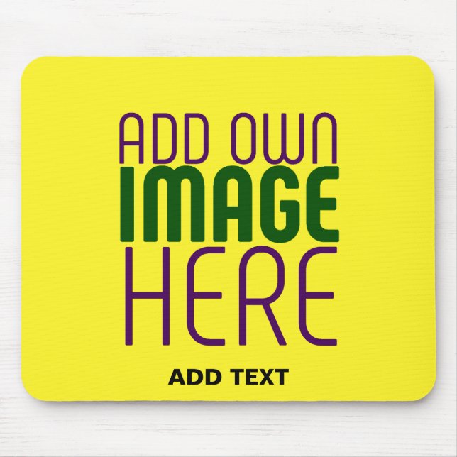 MODERN EDITABLE BRIGHT YELLOW IMAGE TEXT TEMPLATE MOUSE PAD (Front)