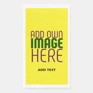 MODERN EDITABLE BRIGHT YELLOW IMAGE TEXT TEMPLATE NAPKIN