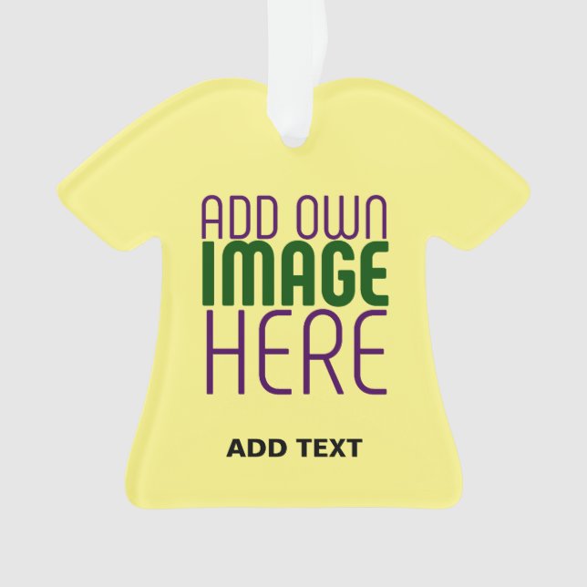  MODERN EDITABLE BRIGHT YELLOW IMAGE TEXT TEMPLATE ORNAMENT (Front)