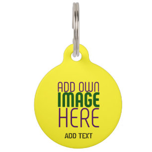 MODERN EDITABLE BRIGHT YELLOW IMAGE TEXT TEMPLATE PET TAG