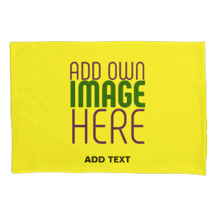 MODERN EDITABLE BRIGHT YELLOW IMAGE TEXT TEMPLATE PILLOWCASE