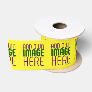 MODERN EDITABLE BRIGHT YELLOW IMAGE TEXT TEMPLATE SATIN RIBBON
