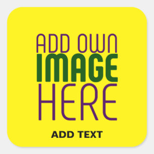MODERN EDITABLE BRIGHT YELLOW IMAGE TEXT TEMPLATE SQUARE STICKER