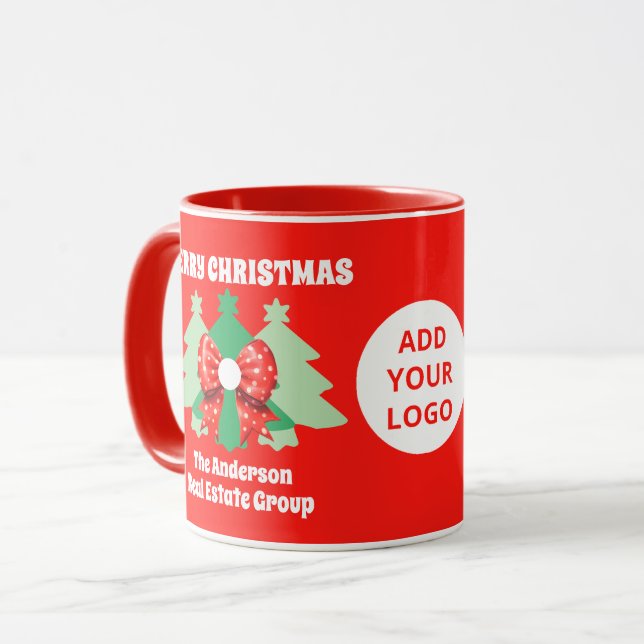 Modern Editable Business Logo Christmas Holiday Mug (Front Left)