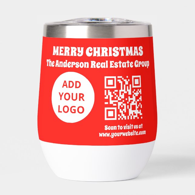 Modern Editable Business Logo QR Code Christmas (Front)
