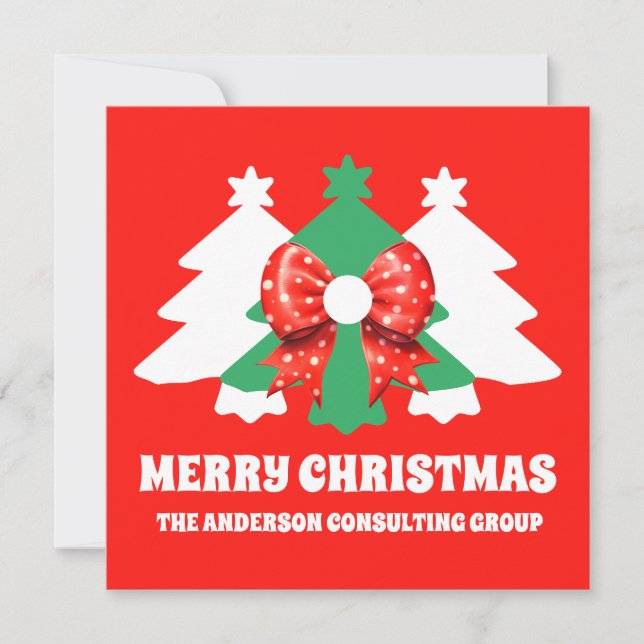 Modern Editable Business Logo QR Code Christmas Holiday Card (Front)