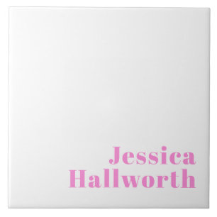 Modern Editable Business Name or First & Last Name Ceramic Tile