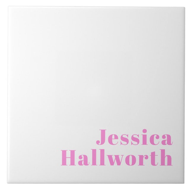 Modern Editable Business Name or First & Last Name Ceramic Tile (Front)