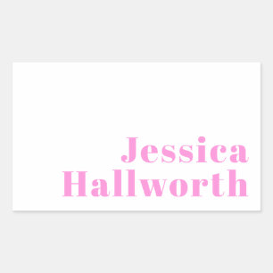 Modern Editable Business Name or First & Last Name Rectangular Sticker
